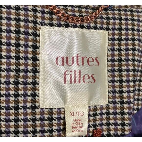 Autres Filles Houndstooth Shoulder Padded Womens Blazer Crest Buttons NWT US XL - Picture 12 of 13
